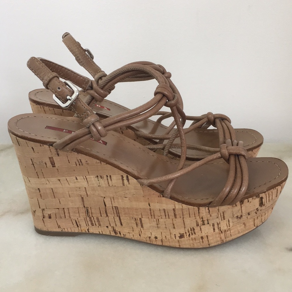 ⚡️Sale⚡️Prada Cork Wedges Platform, 7.5, Euro 37.5